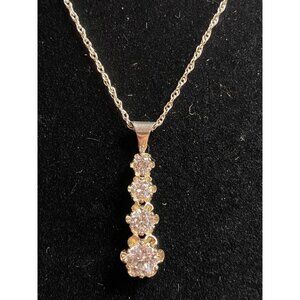 Elegant  18" Sterling Silver 925 Dimonique DQ Necklace With Cubic Zirconia Penda